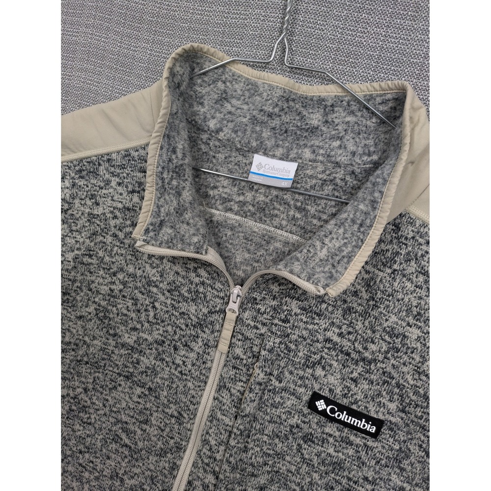 Columbia Mens 4X Gray Marled Sweater Fleece Full Zip Vest AS9280 Big & Tall